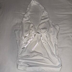 White Lace Trim Halter Camisole